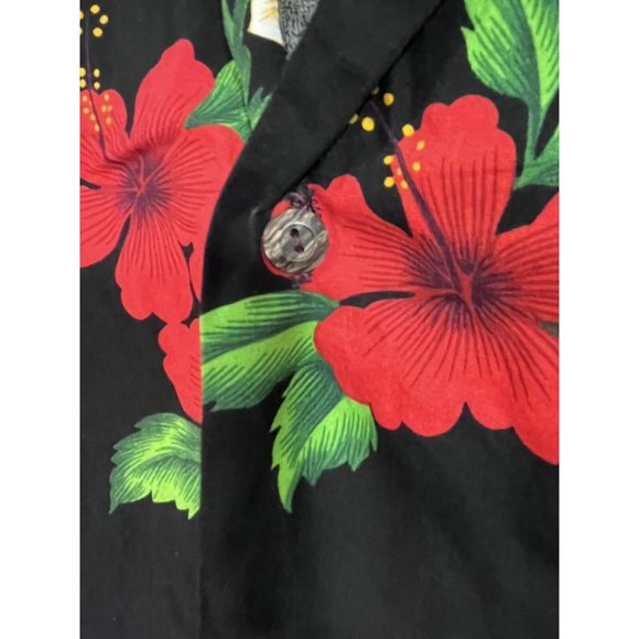 Royal Creations Hawaiian Shirt Mens Large Flowers Geometric Black Red - Picture 7 of 8